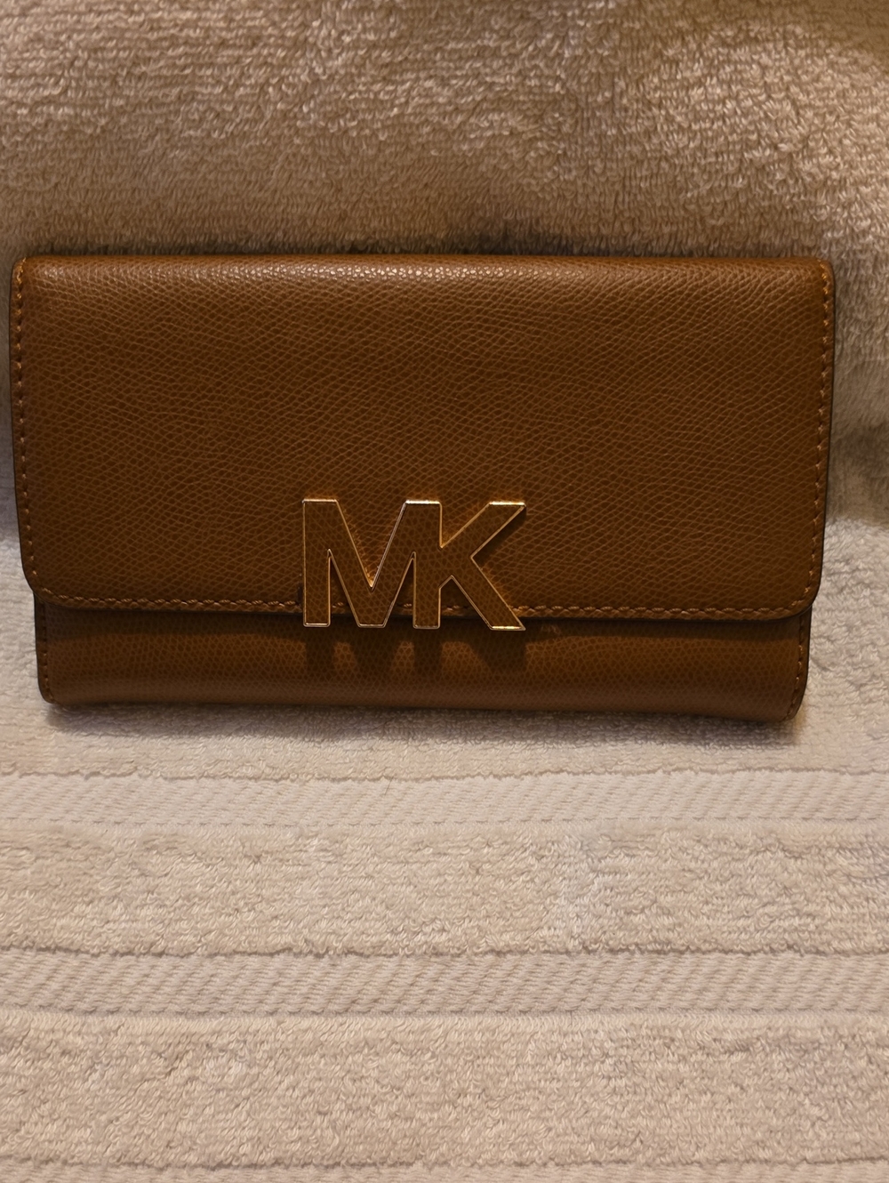 Michael Kors Florence Leather Large Flap Wallet Tan